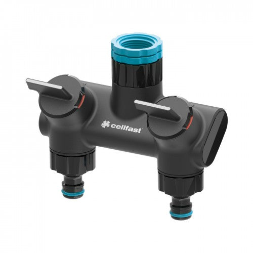 Кран разклонител 2-пътен Cellfast Double distributor ERGO™ 1/2-3/4-1