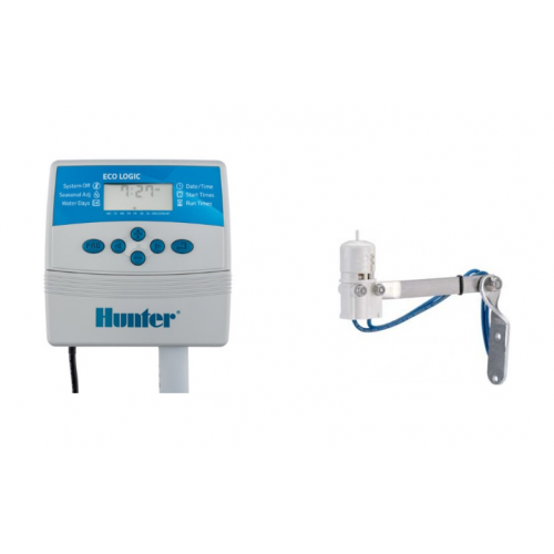 Програматор Hunter Eco Logic вътрешен монтаж + датчик за дъжд Mini Clik