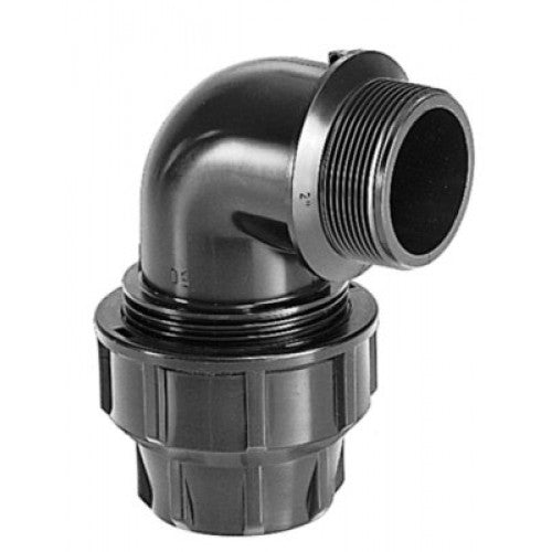 Коляно с външна резба за тръба HDPE PN10 BLACK